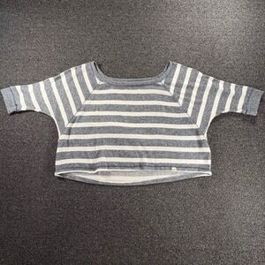 Hollister Blue White Striped Crop Top Womens XS Boxy Short Sleeve Scoop Neck